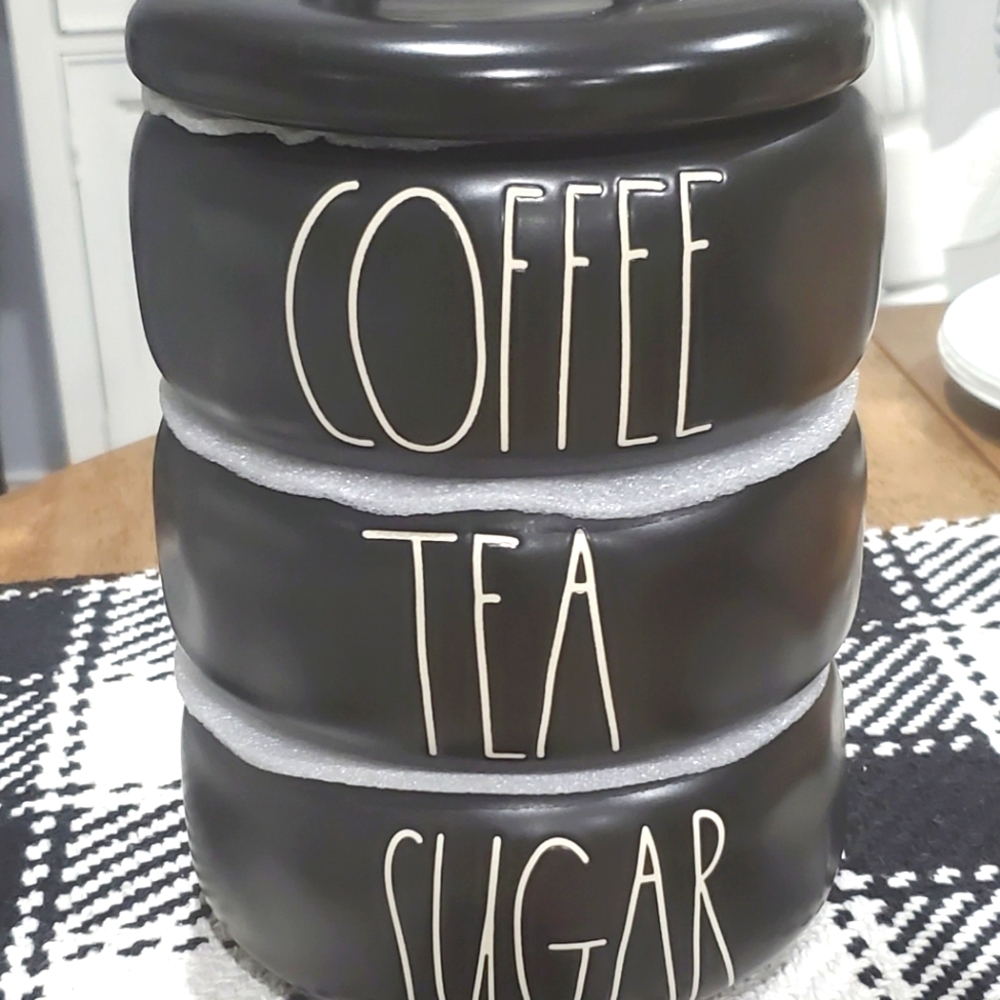 Rae Dunn COFFEE TEA SUGAR stack canister